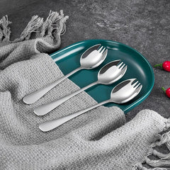 4PCS Stainless Steel Spork Salad Spoon Fork Honey Dessert Ice Cream Scoop Fork
