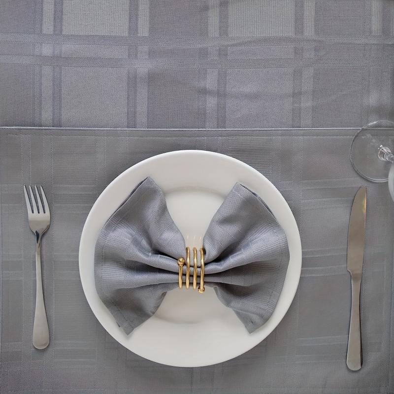 Natalie Gray Polyester Rectangle Tablecloth Wrinkle Resistant