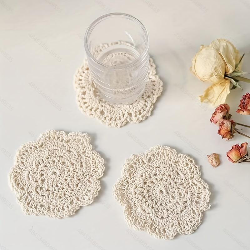 1pc Retro Lace Crochet Coaster Flower Thread Trivet Mat Coffee Cup Coaster