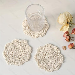 1pc Retro Lace Crochet Coaster Flower Thread Trivet Mat Coffee Cup Coaster