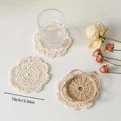 1pc Retro Lace Crochet Coaster Flower Thread Trivet Mat Coffee Cup Coaster