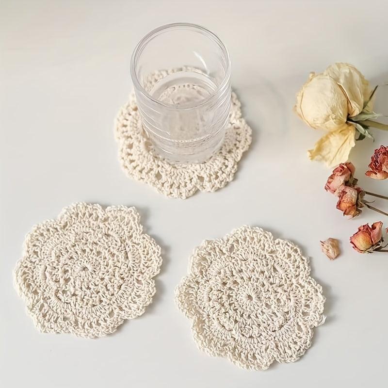 1pc Retro Lace Crochet Coaster Flower Thread Trivet Mat Coffee Cup Coaster