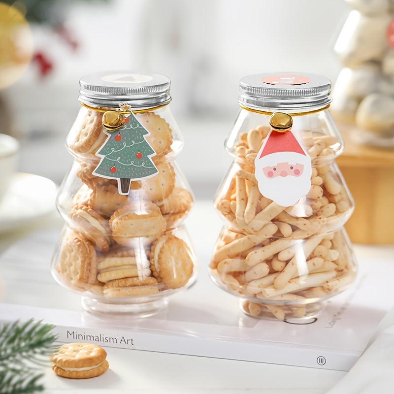 2pcs Christmas Candy Jar Tree Shape Biscuits Bottle Plastic Christmas Sweet Jars