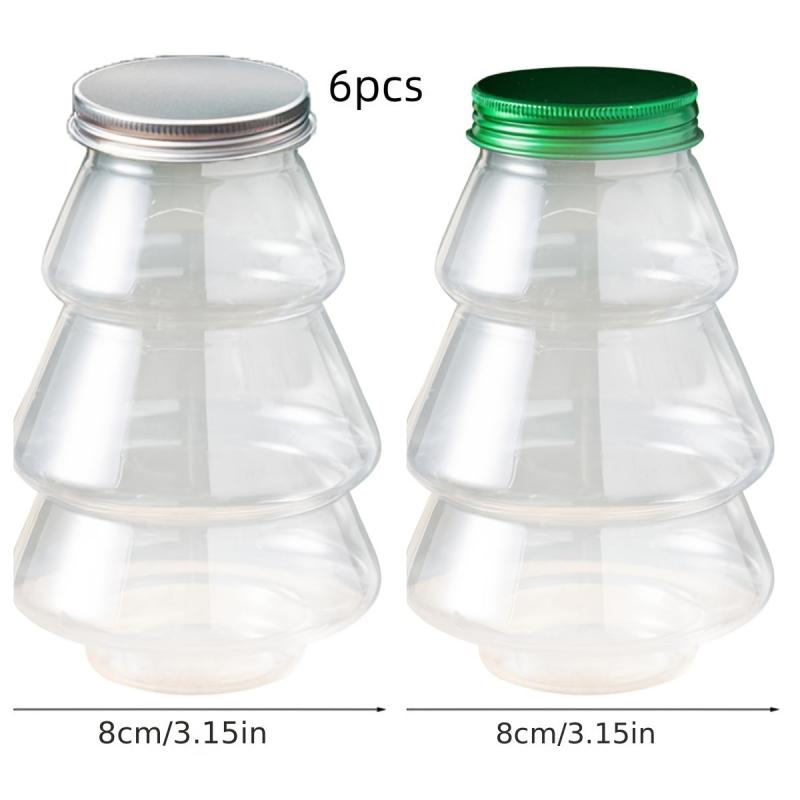2pcs Christmas Candy Jar Tree Shape Biscuits Bottle Plastic Christmas Sweet Jars