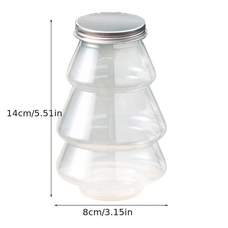 2pcs Christmas Candy Jar Tree Shape Biscuits Bottle Plastic Christmas Sweet Jars