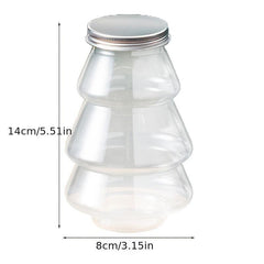 2pcs Christmas Candy Jar Tree Shape Biscuits Bottle Plastic Christmas Sweet Jars