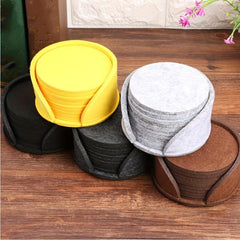 10 Round Felt Coasters Dining Table Protector Pad Heat Resistant Cup Mat