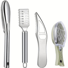 4pcs Stainless Steel Fish Scale Remover Fish Scaler Brush Fish Scaler Cleaner
