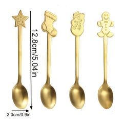 4pcs Christmas Cutlery Set Stainless Steel Coffee Spoon Mug Spoon