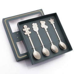 4pcs Christmas Cutlery Set Stainless Steel Coffee Spoon Mug Spoon
