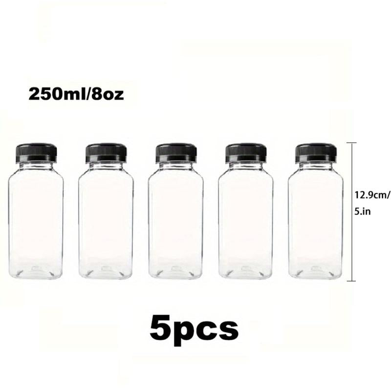 5pcs Clear Plastic Juice Bottles Leak Proof Large Capacity Beverage Containers