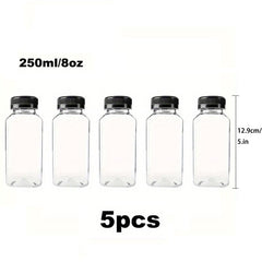 5pcs Clear Plastic Juice Bottles Leak Proof Large Capacity Beverage Containers