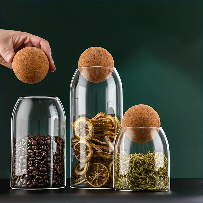 Glass Storage Jar With Wooden Lid Multi-functional Snack Pot