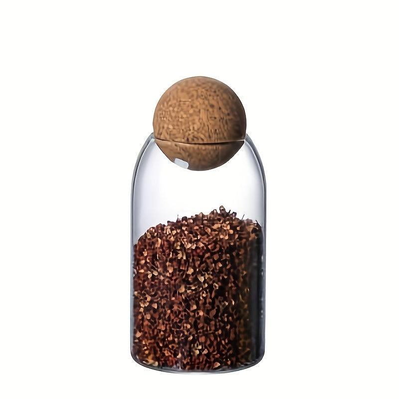 Glass Storage Jar With Wooden Lid Multi-functional Snack Pot
