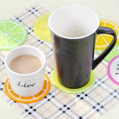 7PCS Fruit Coaster Non Slip Car Coaster Heat Insulation Silicone Drink Cup Mat