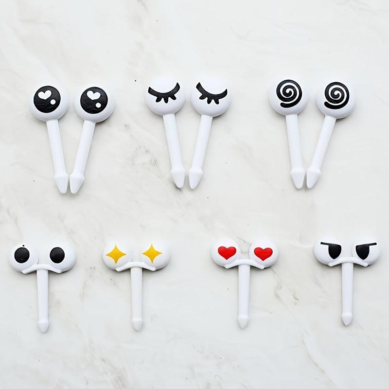 20 PCS Mini Cartoon Eyes Fruit Forks Skewers, Cute Food Picks for Buffet