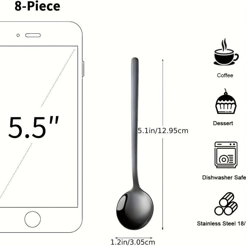 8pcs Stainless Steel Coffee Spoon Set for Espresso Tea Party Gift