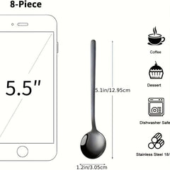 8pcs Stainless Steel Coffee Spoon Set for Espresso Tea Party Gift