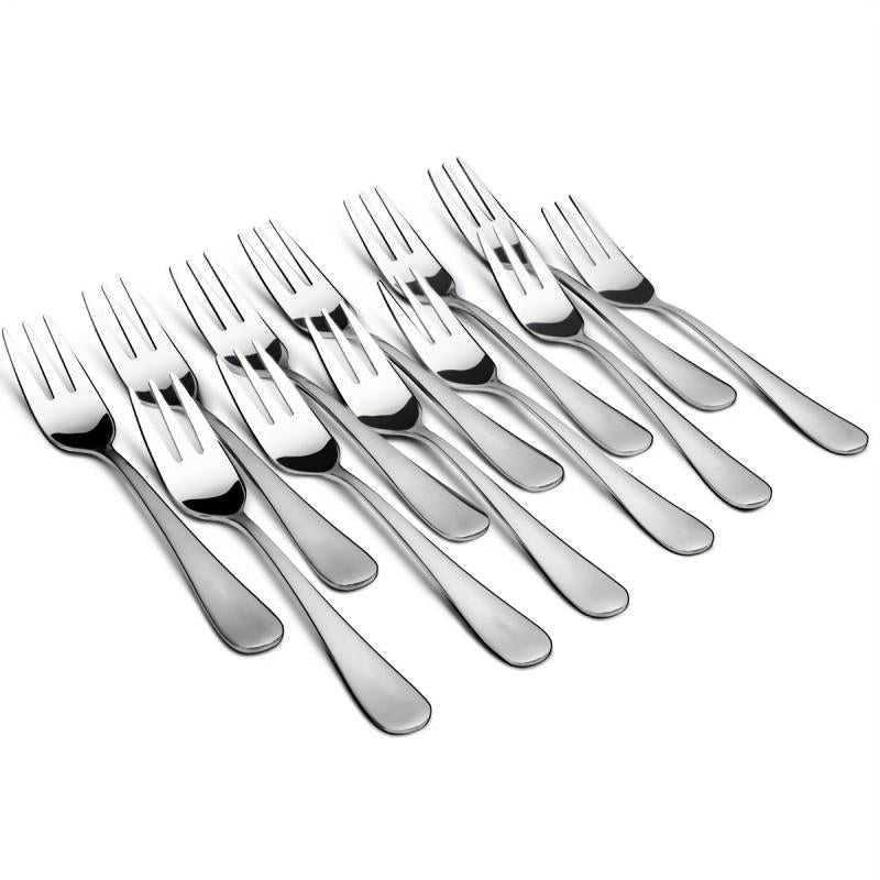 12pcs Fruit Forks Stainless Steel Dessert Forks Salad Forks for Party Buffet