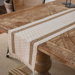 Farmhouse Table Runner Burlap Doily Crochet Lace - Ideal for Weddings