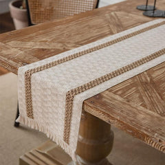 Farmhouse Table Runner Burlap Doily Crochet Lace - Ideal for Weddings
