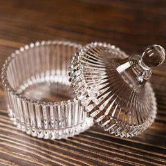 Crystal Glass Candy Cup Striped Storage Organizer Food Storage Jar