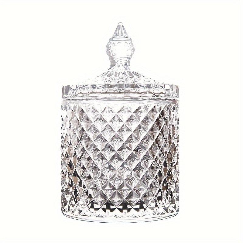 Crystal Glass Candy Cup Striped Storage Organizer Food Storage Jar