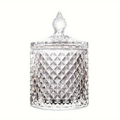 Crystal Glass Candy Cup Striped Storage Organizer Food Storage Jar