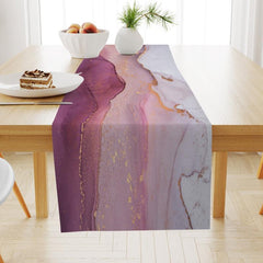 Retro Teal Burlap Marble Table Runner for Home Decor