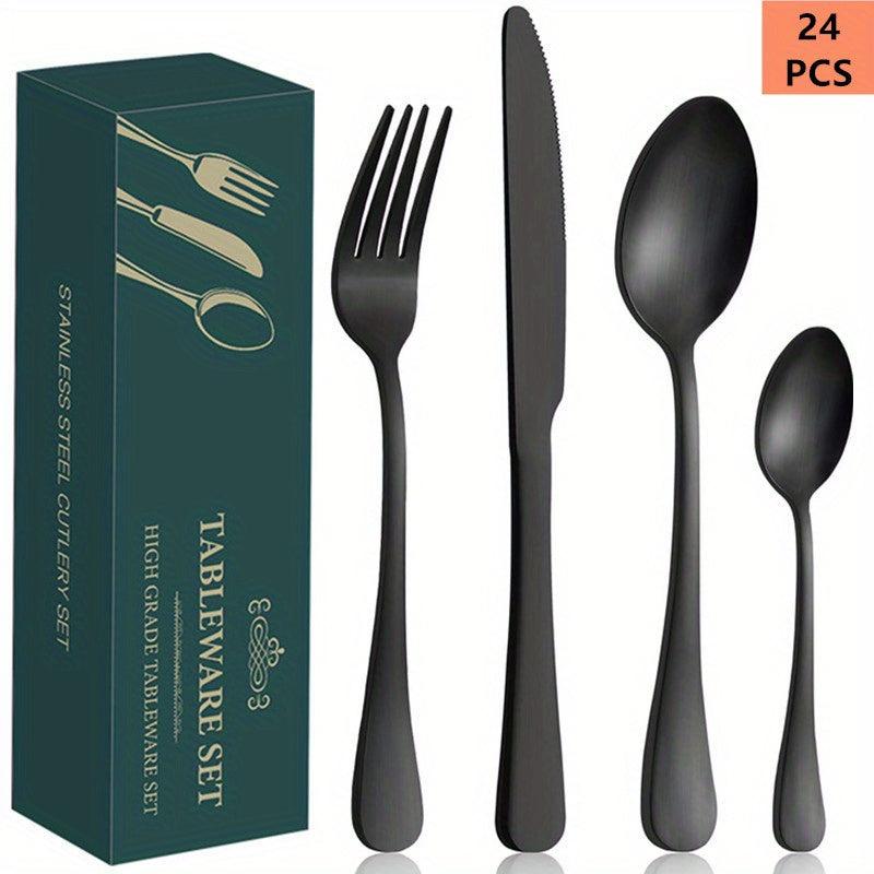 24-Piece Stainless Steel Silverware Set for 6, Mirror Polished Cutlery Utensils