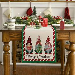 Christmas Table Runner Plaid Gnomes Candy Canes Merry Xmas K