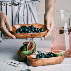 Japanese Dried Fruit Dish Natural Wood Tableware for Healthy Snacking