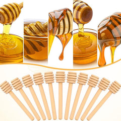 10pcs Solid Wood Honey Sticks Carved Wooden Honey Spoons Stirrers