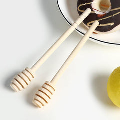 10pcs Solid Wood Honey Sticks Carved Wooden Honey Spoons Stirrers