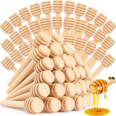 10pcs Solid Wood Honey Sticks Carved Wooden Honey Spoons Stirrers