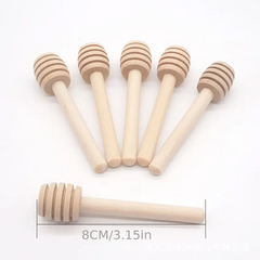 10pcs Solid Wood Honey Sticks Carved Wooden Honey Spoons Stirrers