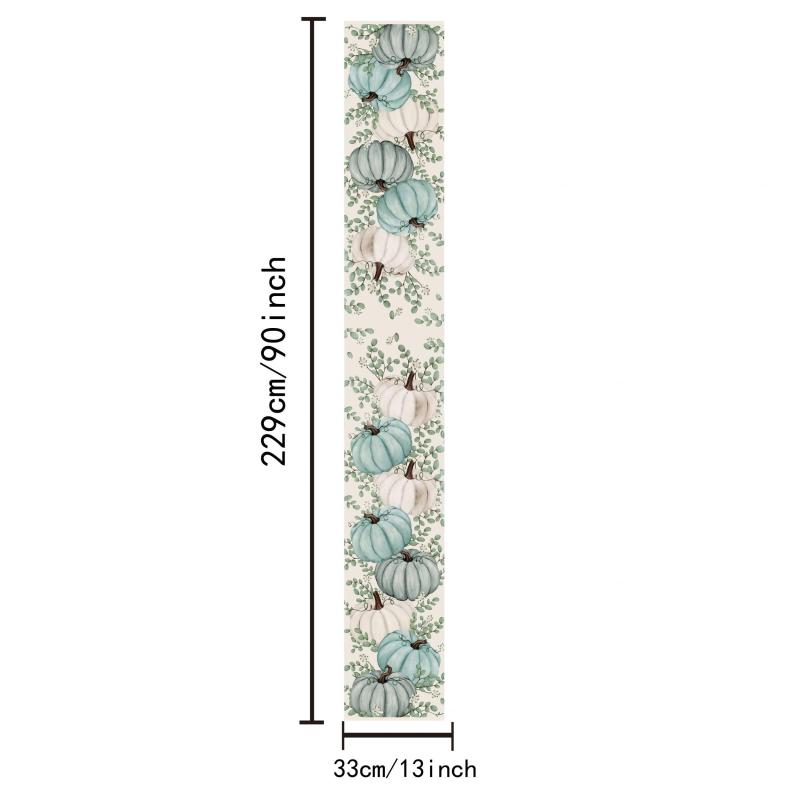 Poly Table Runner Pumpkin Pattern Table Cover Thanksgiving Halloween Decor