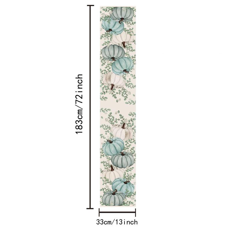 Poly Table Runner Pumpkin Pattern Table Cover Thanksgiving Halloween Decor
