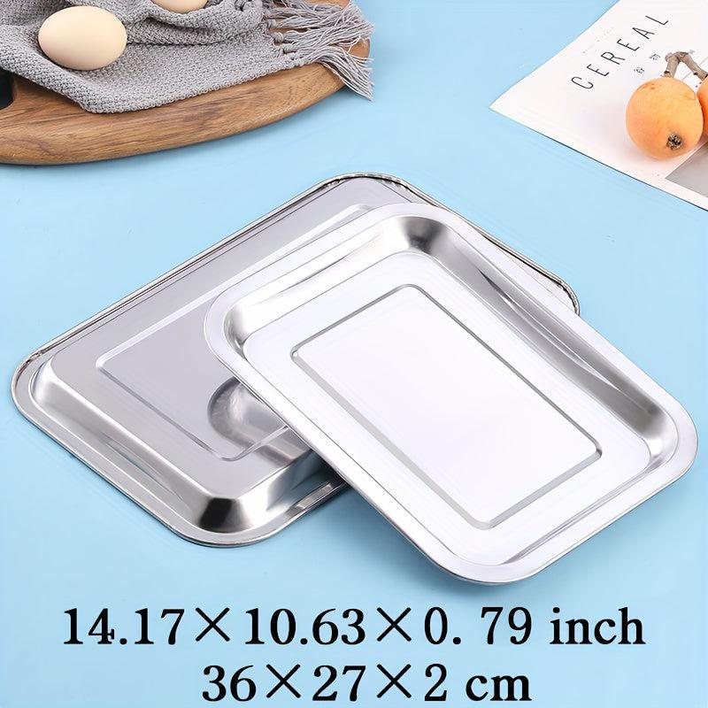 2pcs Stainless Steel Serving Plates for Restaurant Hotel Dinner