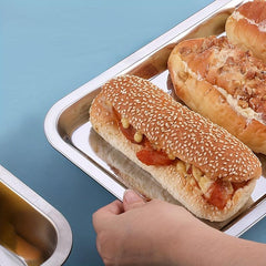 2pcs Stainless Steel Serving Plates for Restaurant Hotel Dinner