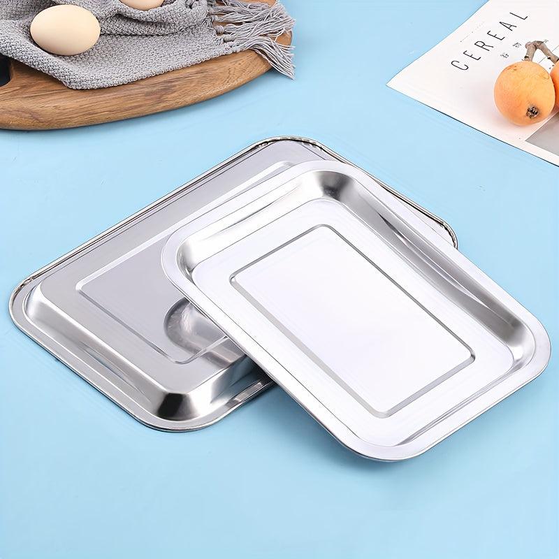 2pcs Stainless Steel Serving Plates for Restaurant Hotel Dinner