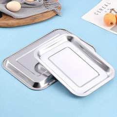 2pcs Stainless Steel Serving Plates for Restaurant Hotel Dinner