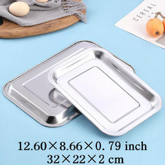 2pcs Stainless Steel Serving Plates for Restaurant Hotel Dinner