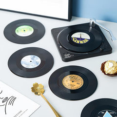 7pcs Vinyl Record Coaster Set with Holder