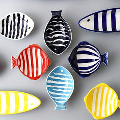 Ceramic Fish Snack Dish Hand Printed Seasoning Plate Creative Sushi Plate
