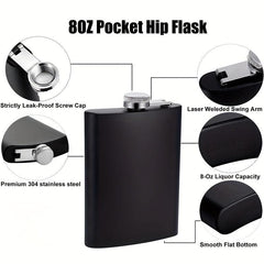 8oz Matte Hip Flask Stainless Steel Leak Proof Funnel Whiskey Flask Set