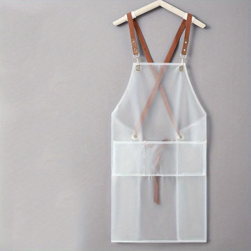 TPU Transparent Apron with Pockets & Stain Resistant Halter Apron