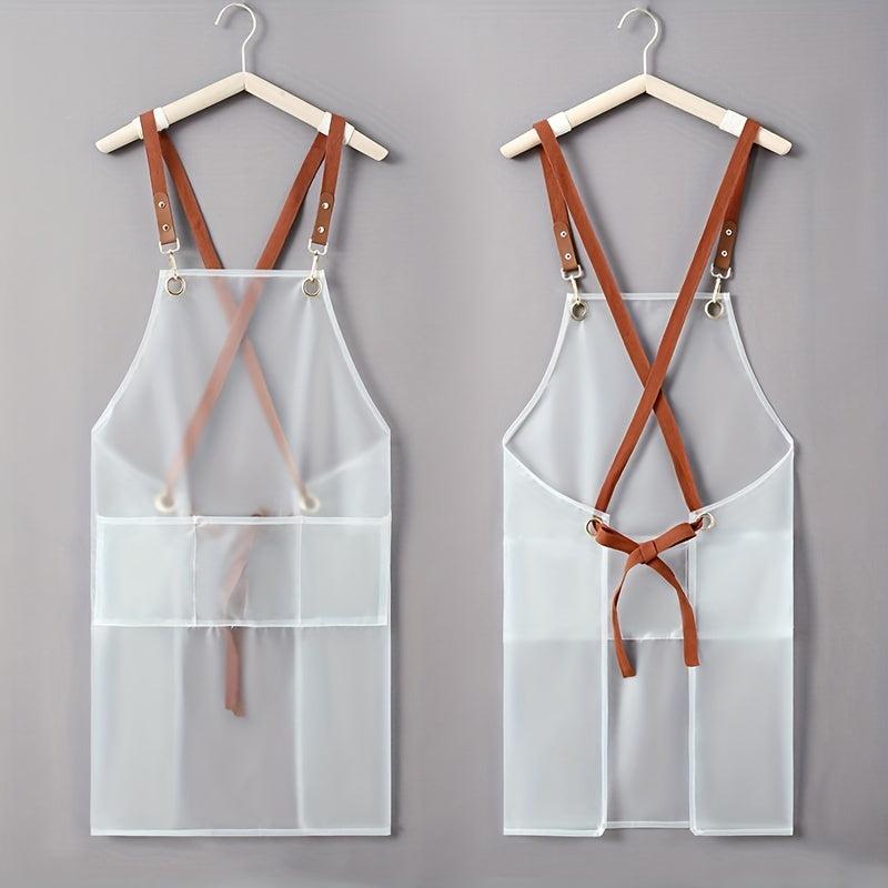 TPU Transparent Apron with Pockets & Stain Resistant Halter Apron