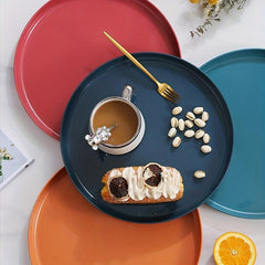 Unbreakable Round Tray for Dining Picnic Snack Appetizer 5 Colors