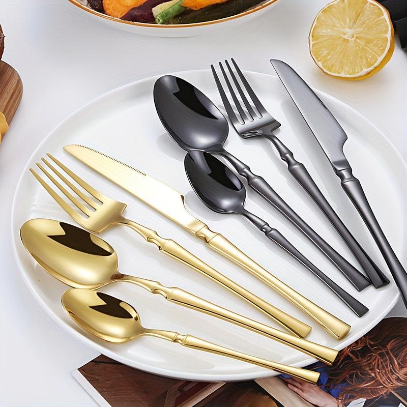 24pcs Stainless Steel Small Waist Western Cutlery Set with Rack